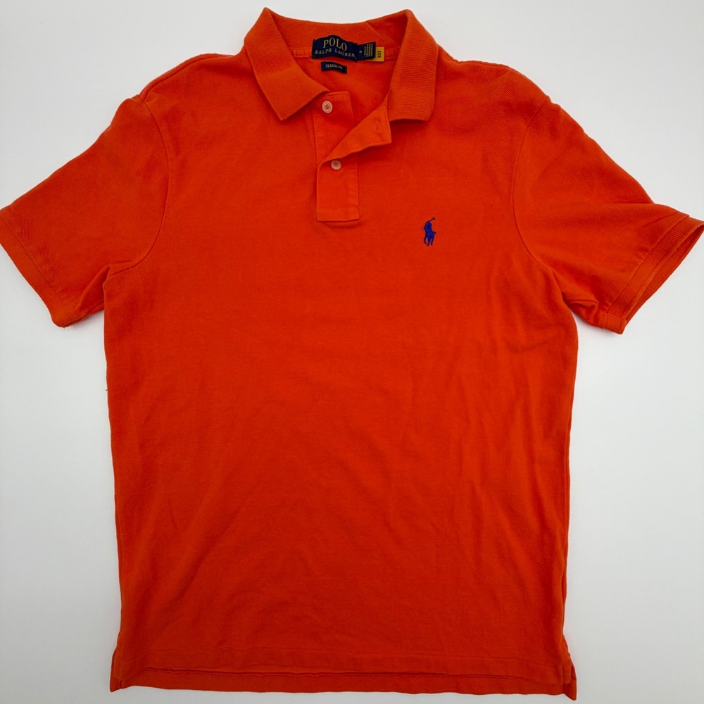 Polo Ralph Lauren Mens Orange Classic Fit Short Sleeve Pique Polo Shirt Medium - Picture 5 of 10